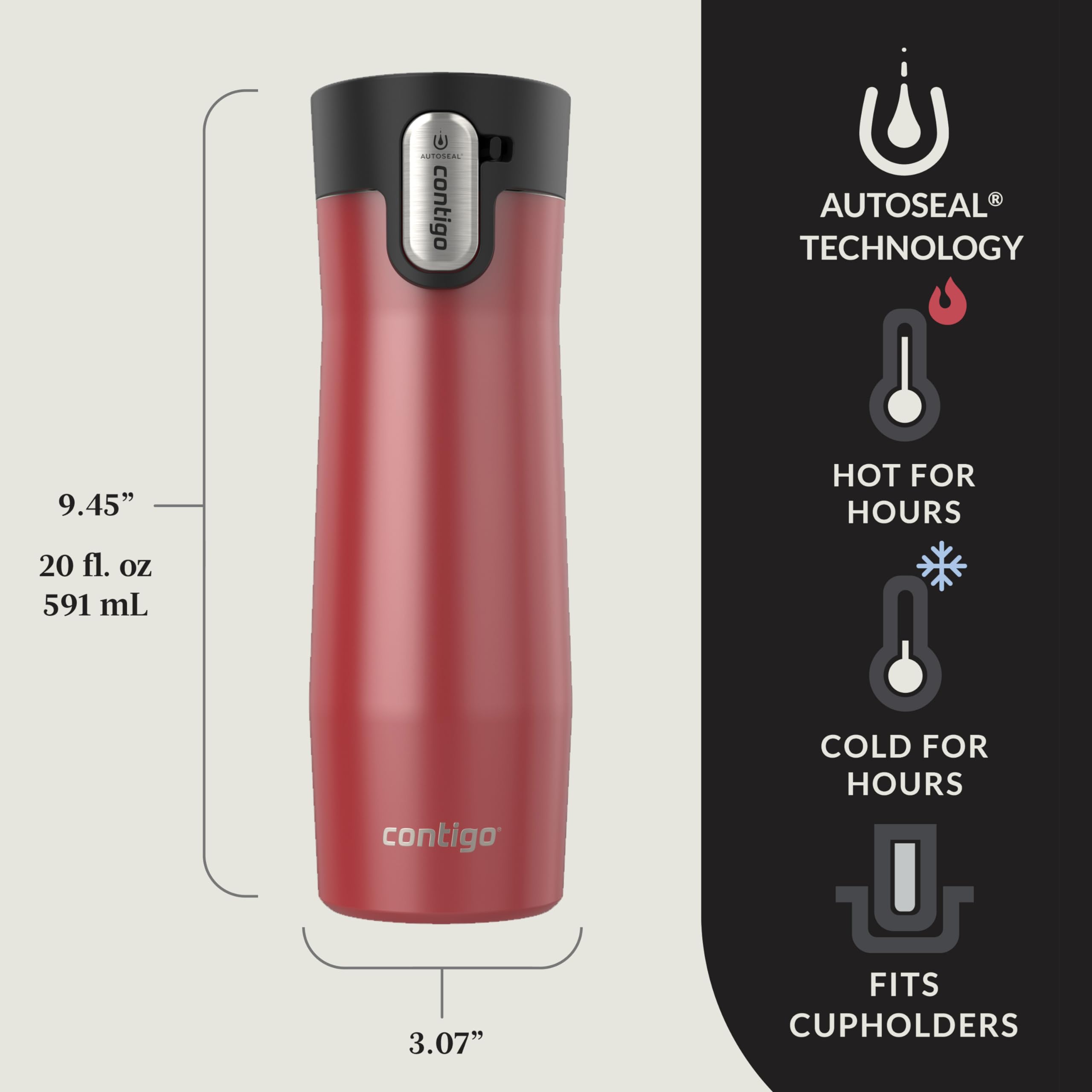 Contigo West Loop Easy-Clean lid open for washing benefit: full access speeds cleaning