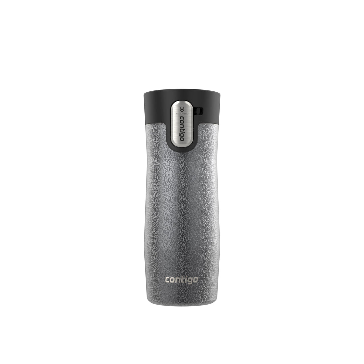 Contigo West Loop front view in Crystal Sake showing sleek insulated mug and capacity benefit