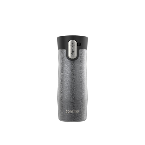 Contigo West Loop front view in Crystal Sake showing sleek insulated mug and capacity benefit