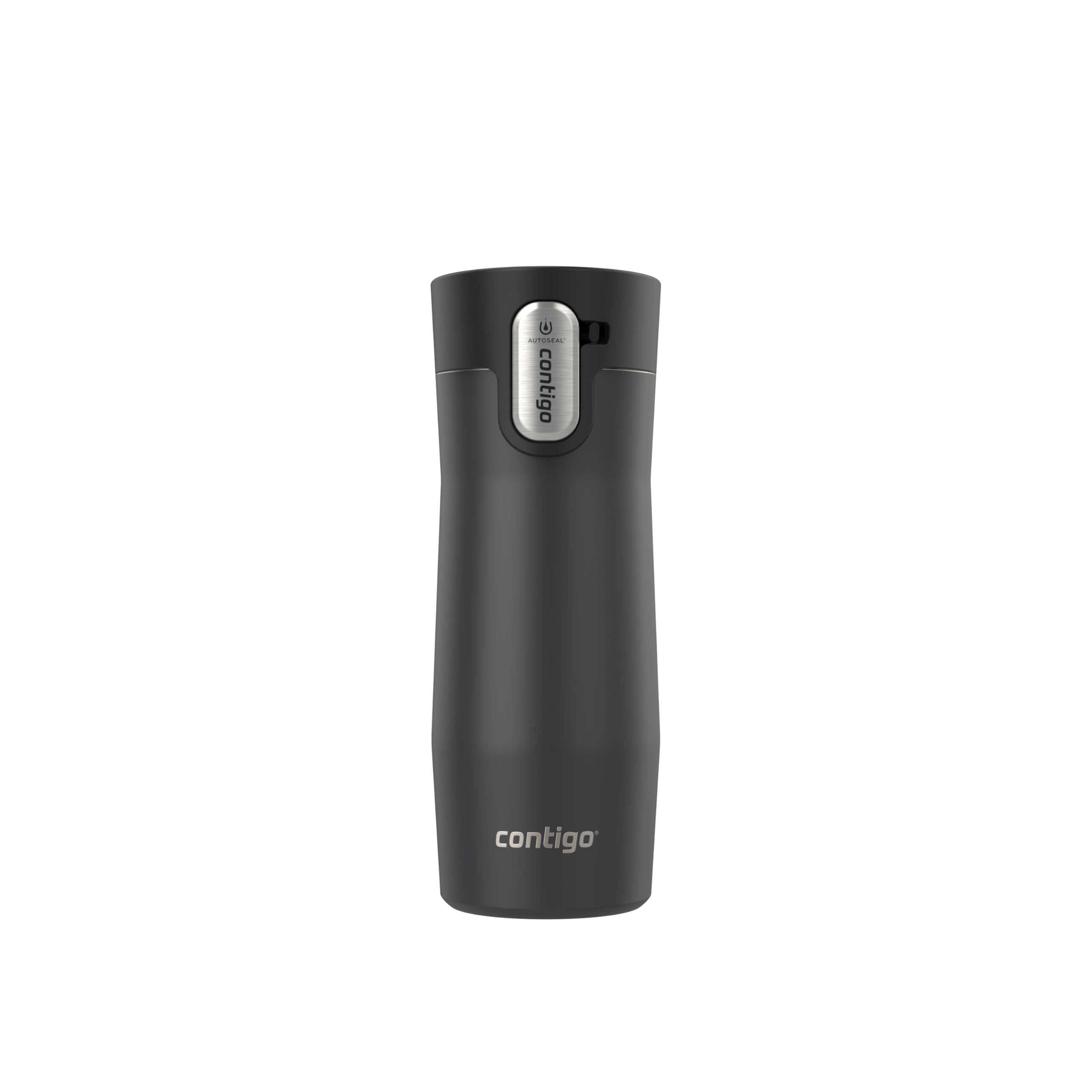 Contigo West Loop front view showing matte black finish and sleek profile for everyday use