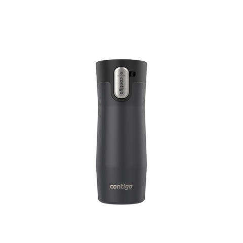 Contigo West Loop front view showing matte black finish and sleek profile for everyday use
