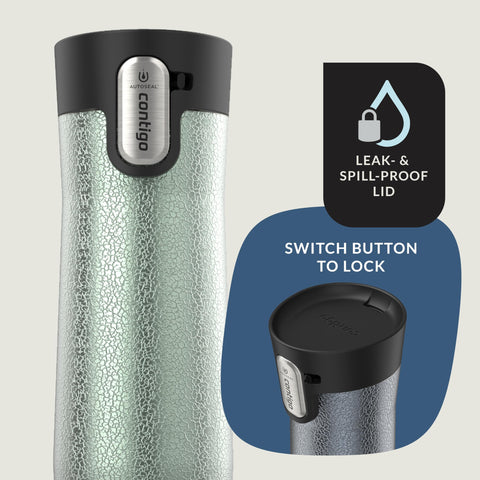 Contigo stainless steel body close-up showing finish and texture for durable insulation benefit