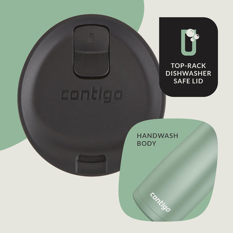 Contigo West Loop metallic finish detail showing stainless texture and premium look