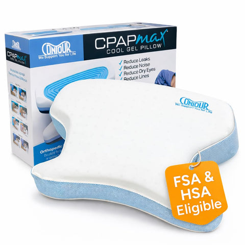 Contour front view of pillow showing ergonomic cutouts and supportive shape for better sleep
