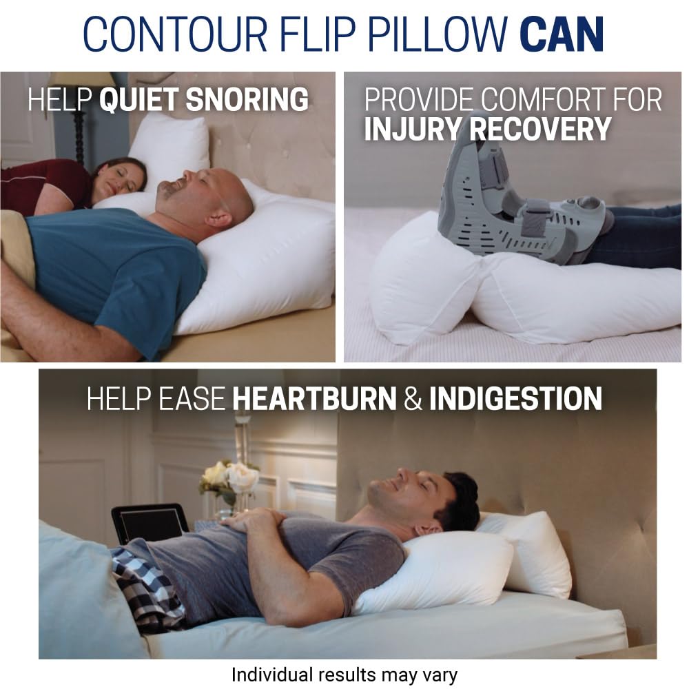 Contour Flip Pillow positioned behind back offering relaxed upright support