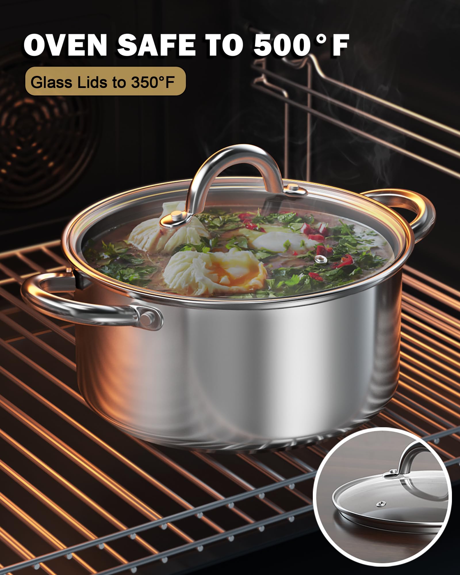 Cook N Home beside measuring items to show 8 quart scale and portion capacity