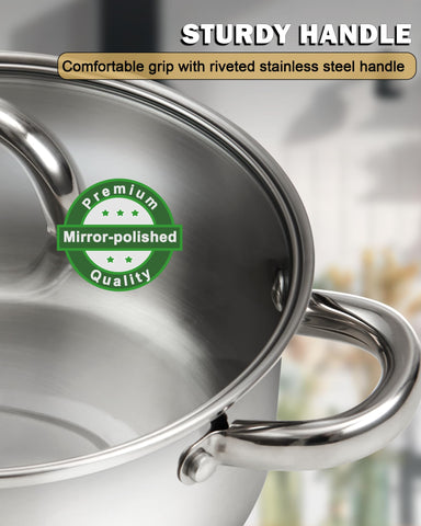 Cook N Home stacked pots illustrating space-saving storage and neat organization