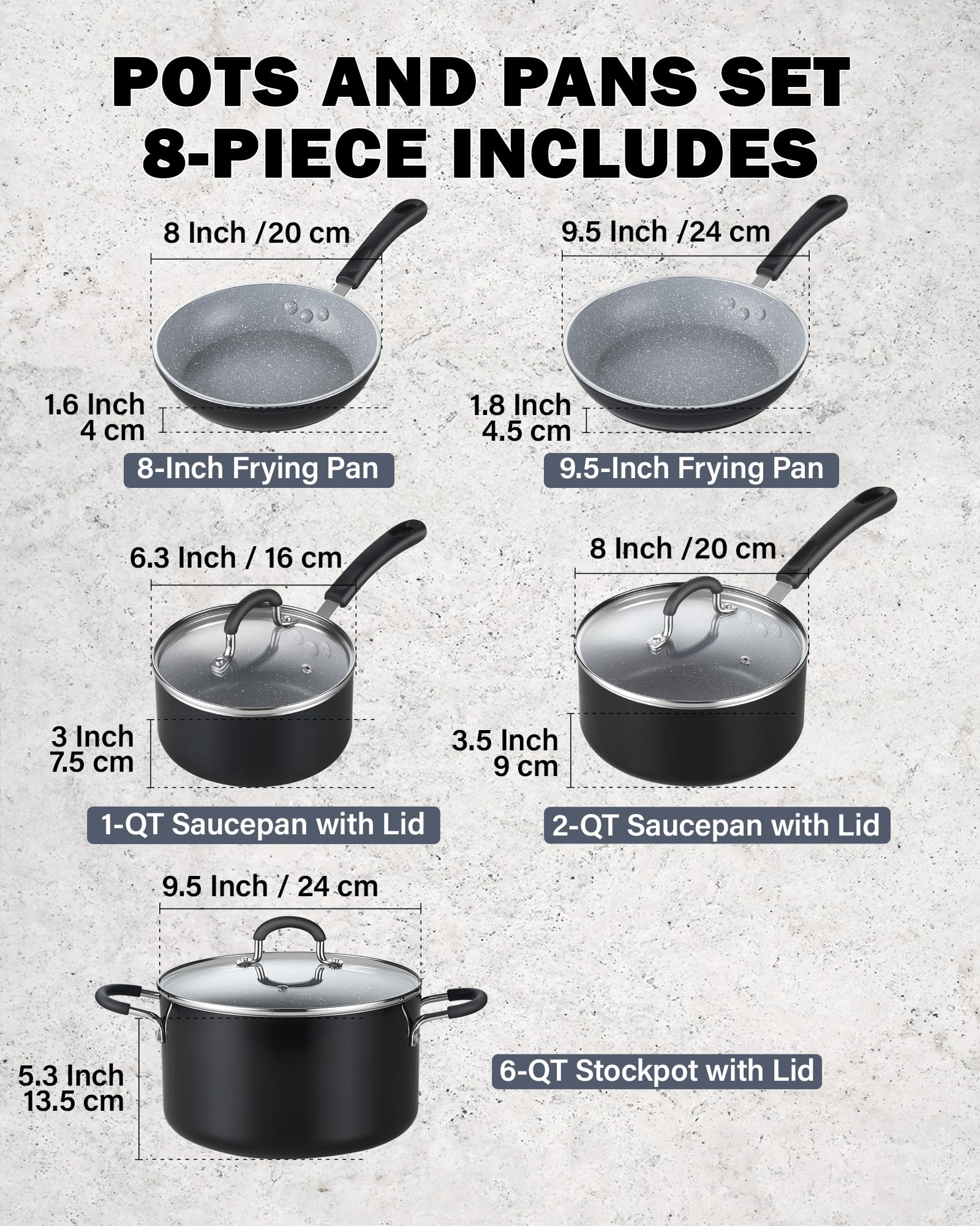 Cook N Home marble nonstick close-up showing smooth surface for easy release