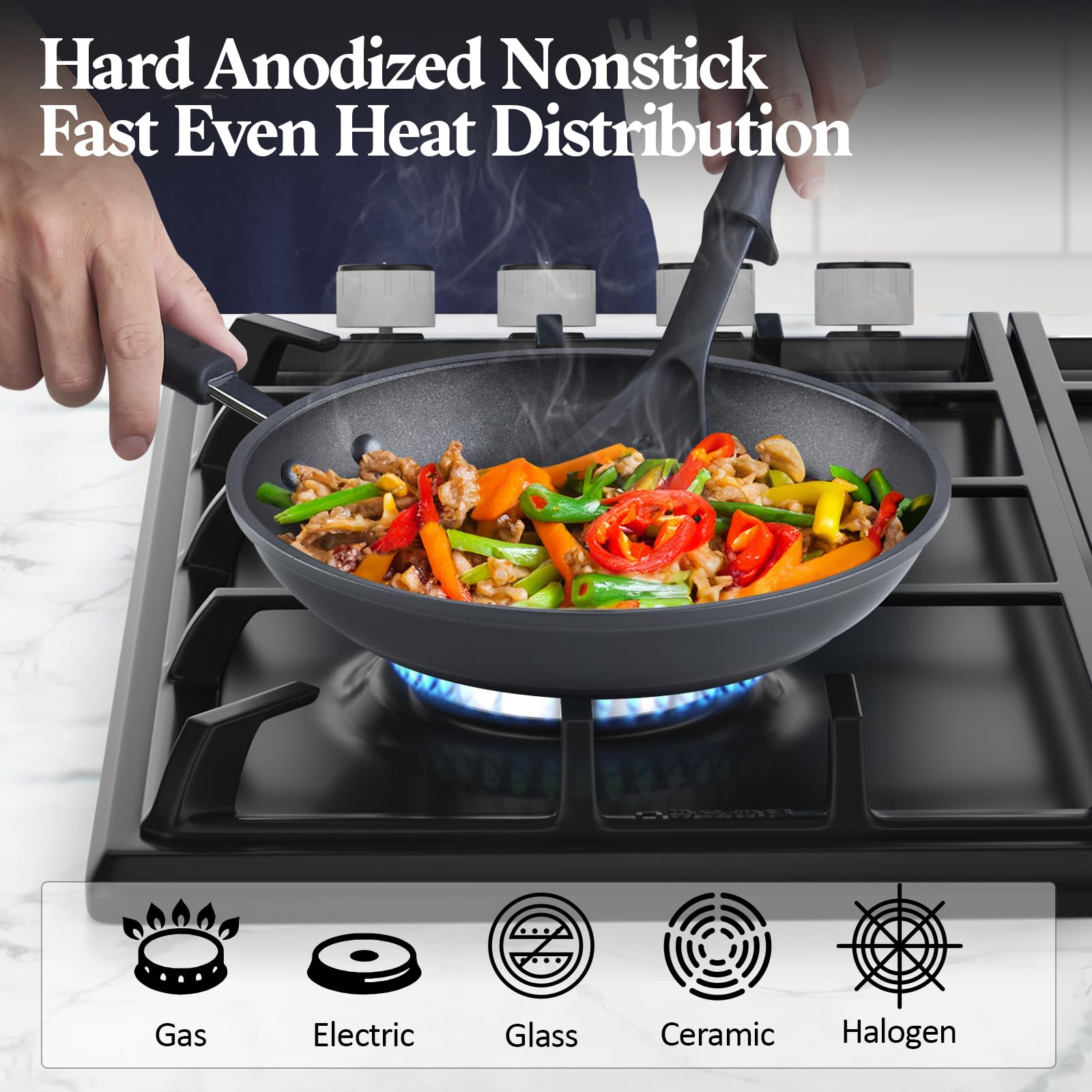 Cook N Home riveted stay-cool handle close-up for secure grip