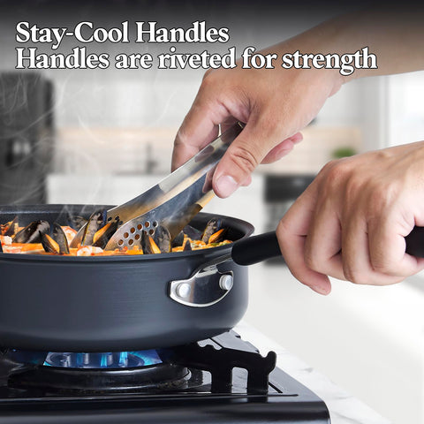 Cook N Home frying pan searing food to show even heating