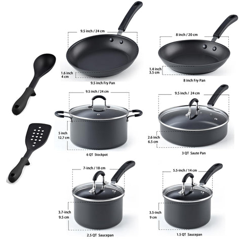 Cook N Home full 12-piece set arranged to display pots and pans
