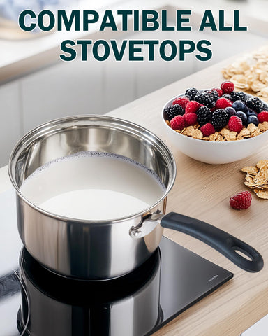 Cook N Home silicone-wrapped handle focus providing a cool, comfortable grip when carrying
