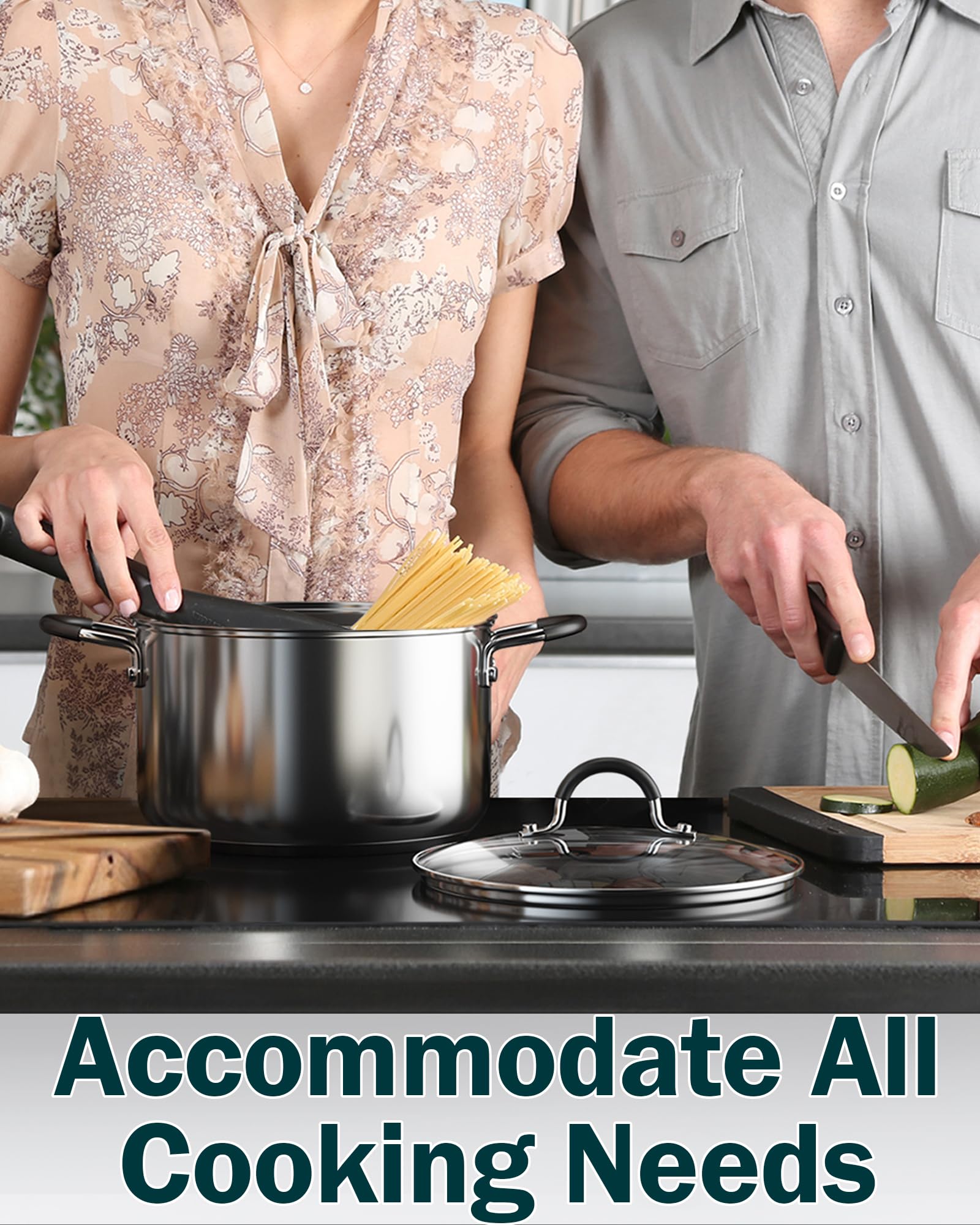 Cook N Home lifestyle shot of set in a kitchen while preparing dinner showing versatility and everyday use