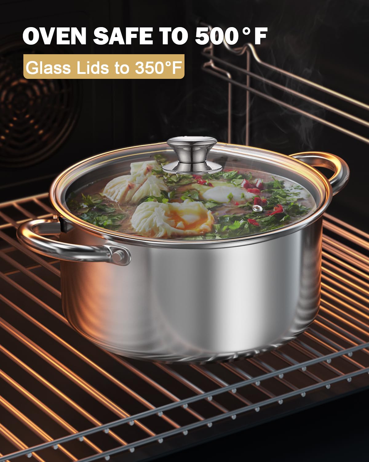 Cook N Home riveted handles detail demonstrating sturdy grip and durability