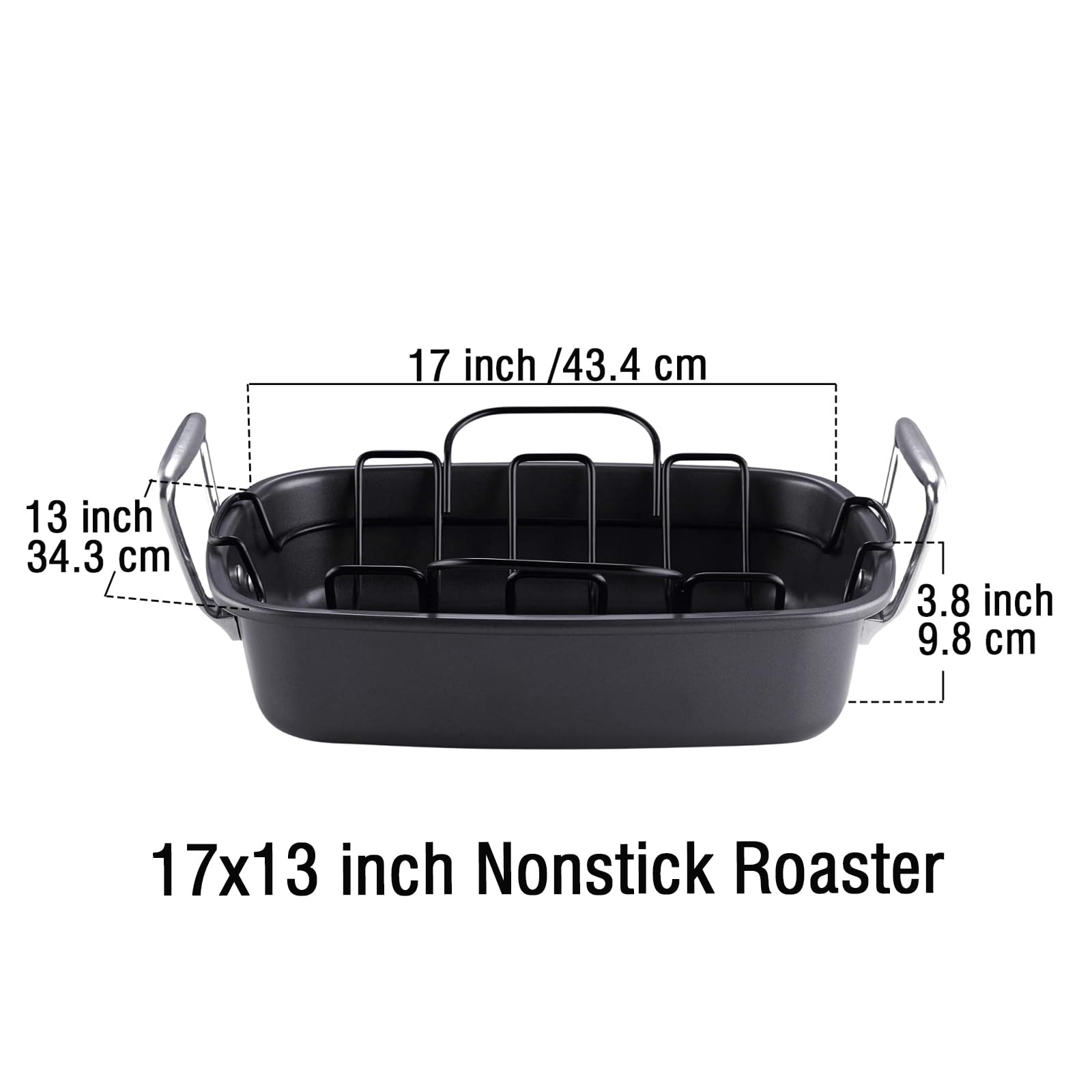 Cook N Home roaster rack detail highlighting airflow and even browning benefit