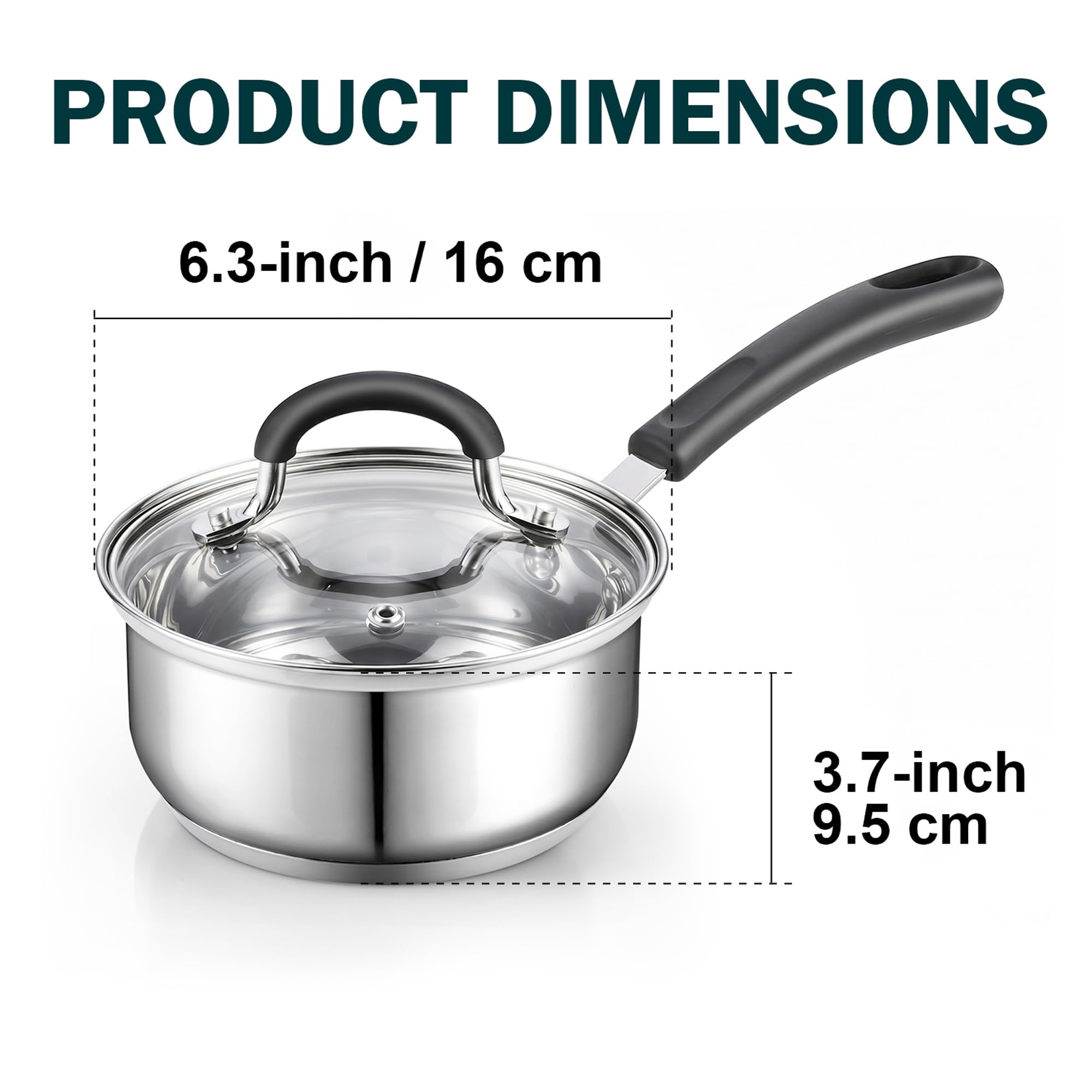 Cook N Home tempered glass lid close-up with vent, clear visibility while cooking