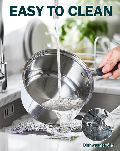 Cook N Home saucepan next to common kitchen items showing compact size and scale
