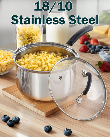 Cook N Home stacked cookware to show nesting storage efficiency and space-saving organization