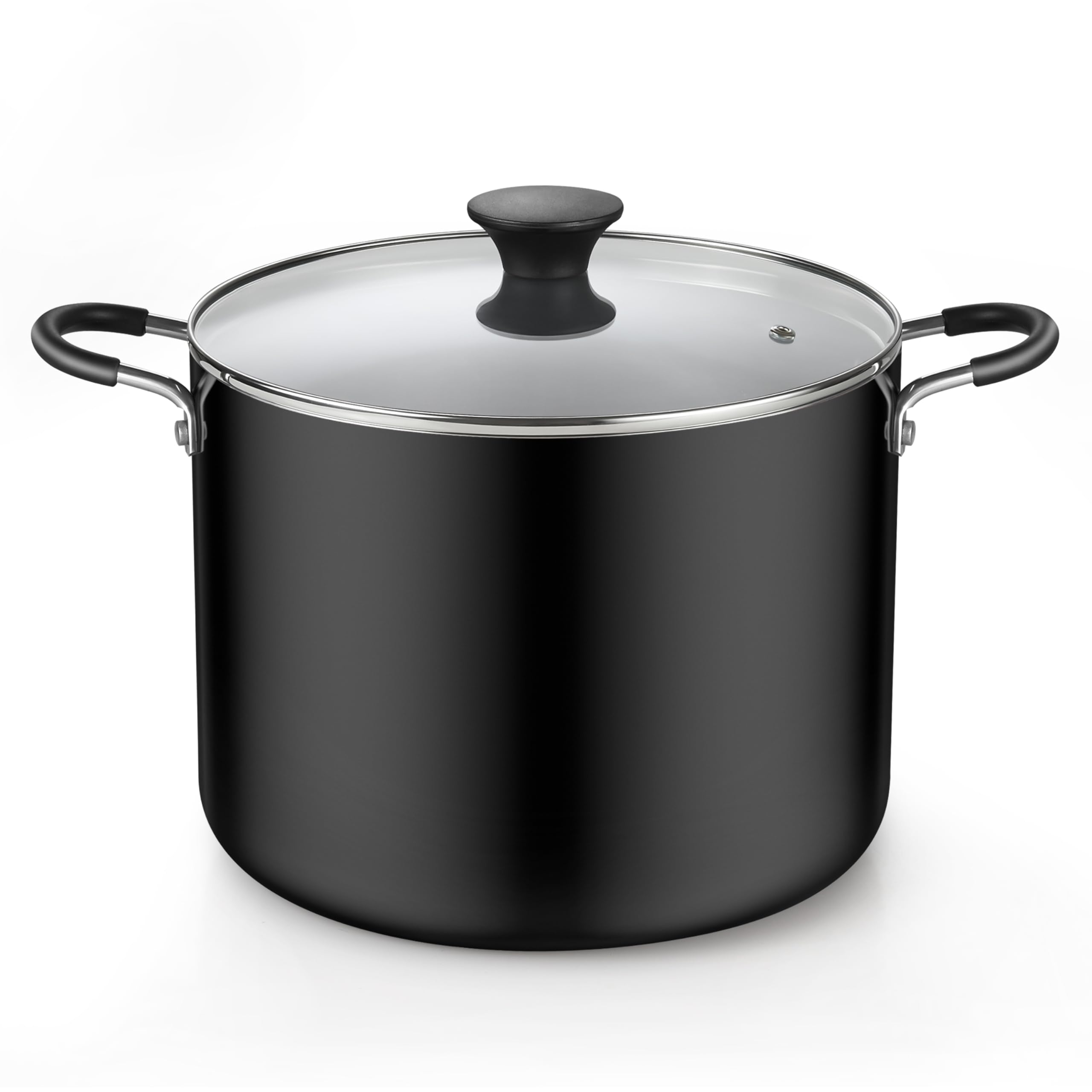Cook N Home front view of 10.5 quart stock pot showing lid and shape for large cooking