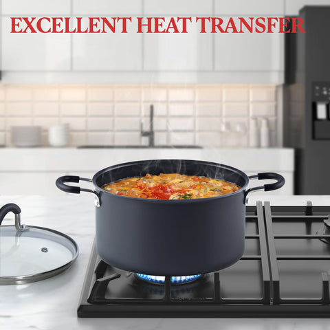 Cook N Home riveted stay-cool handle detail, secure grip for safe lifting of heavy pots