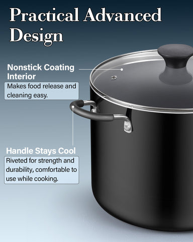 Cook N Home stock pot inside oven showing oven-safe design for finishing dishes