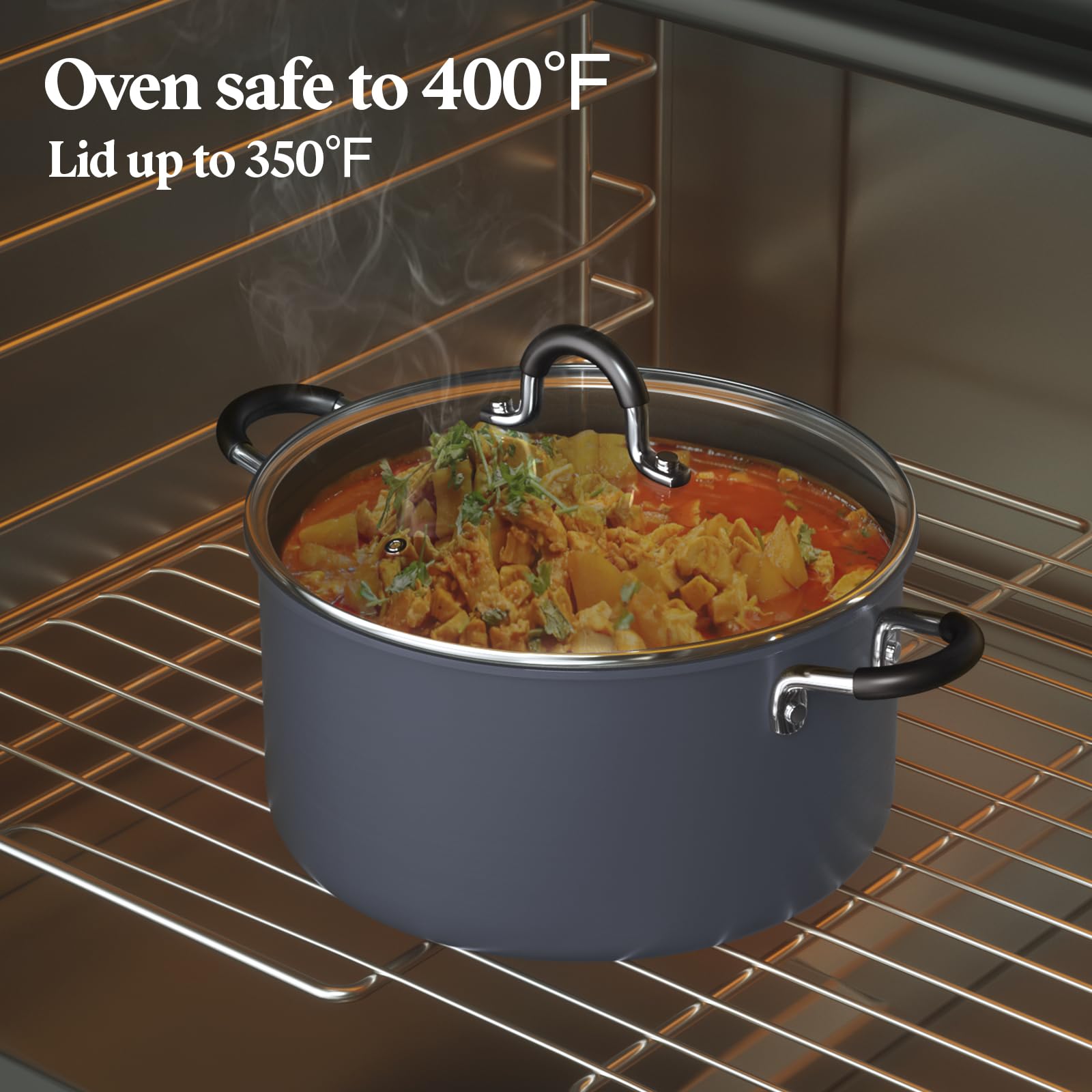 Cook N Home nonstick interior texture close-up, easy food release and fast cleanup benefit
