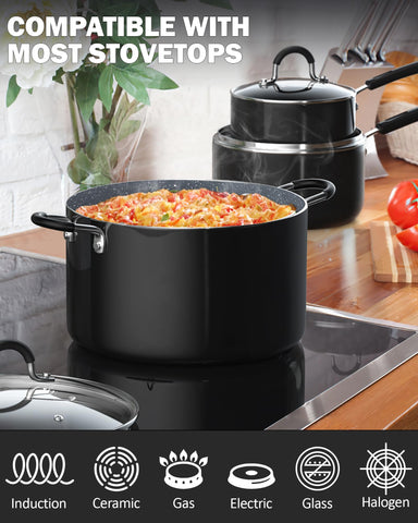 Cook N Home tempered glass lid detail showing clear view and steam vent benefit
