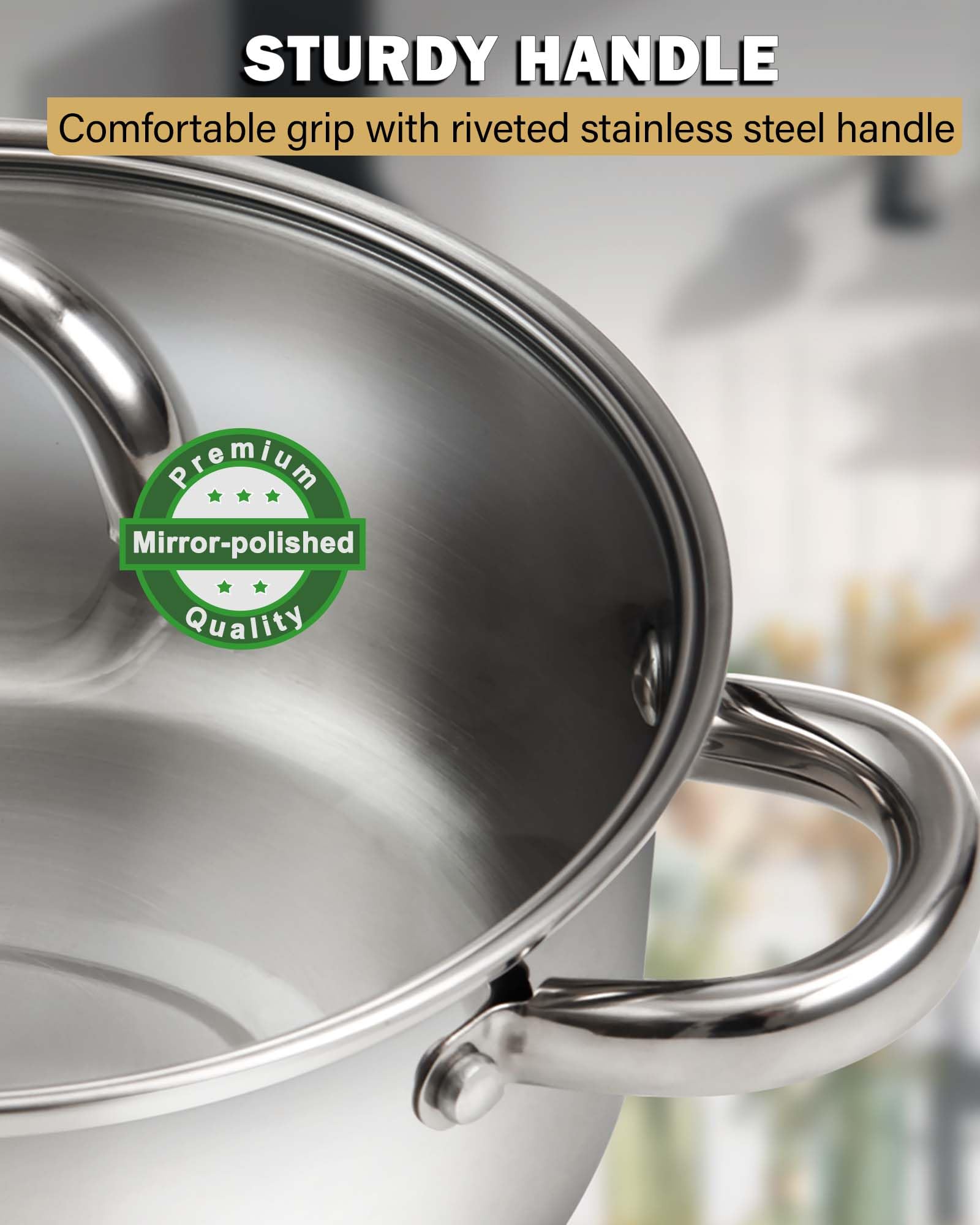 Cook N Home tempered glass lid vent detail allowing visual cooking and steam control