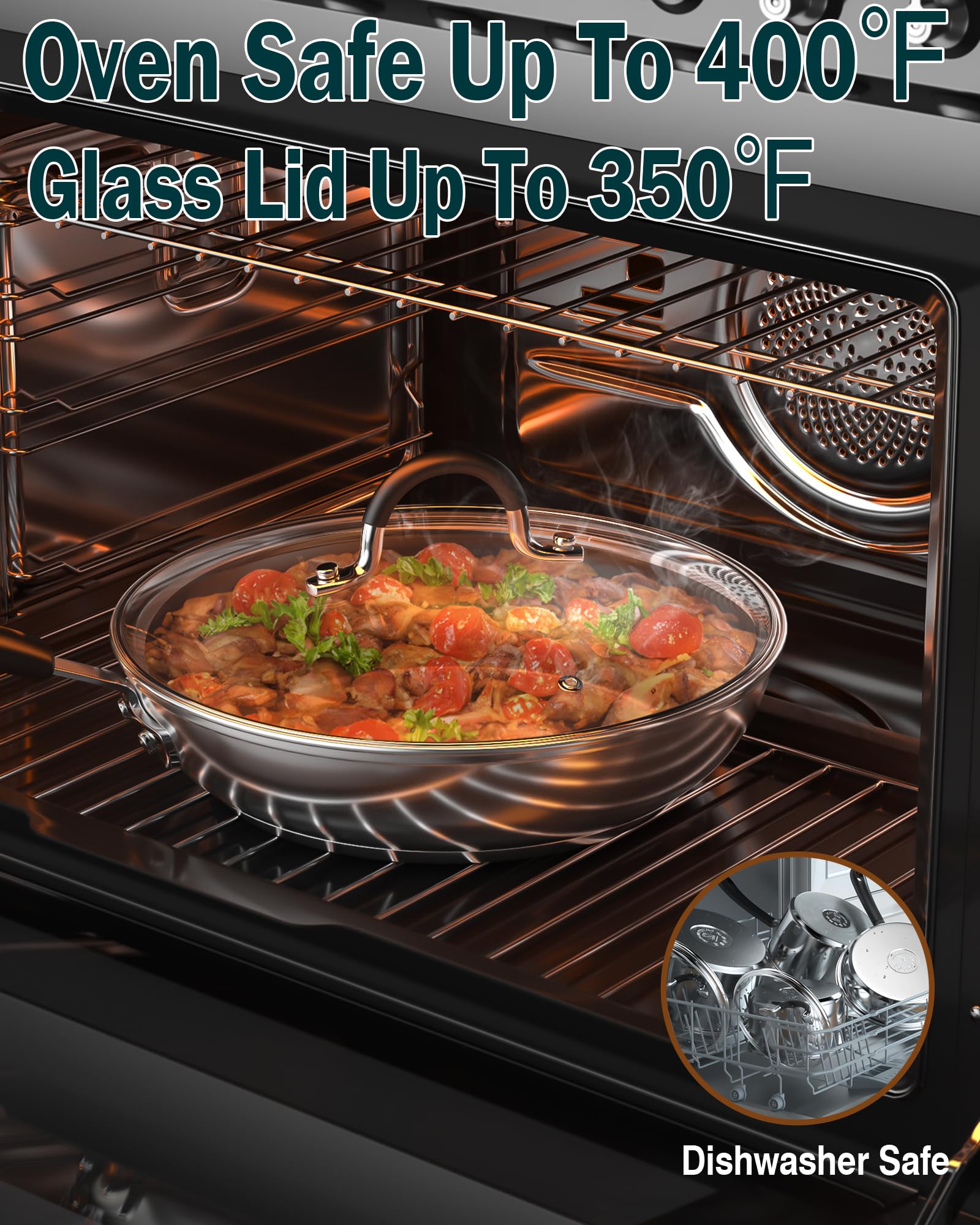 Cook N Home tempered glass lid with vent close shot showing visibility and safe steam release while cooking