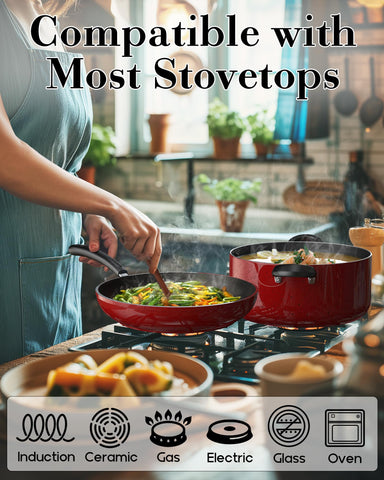 Cook N Home tempered glass lid showing steam vent and view-through cooking advantage