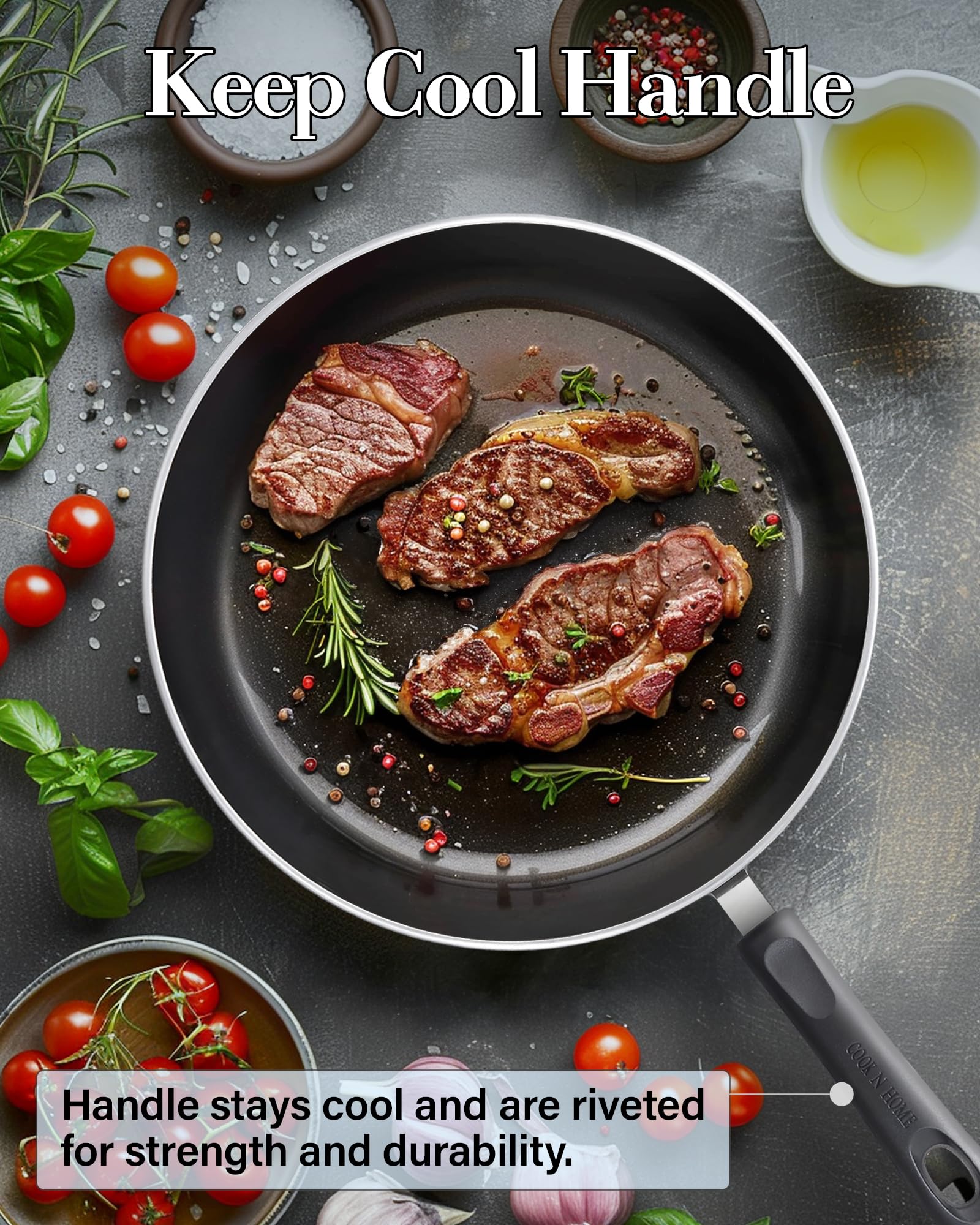 Cook N Home nylon spatula and spoon displayed protecting nonstick surfaces while serving