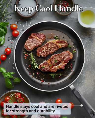 Cook N Home nylon spatula and spoon displayed protecting nonstick surfaces while serving