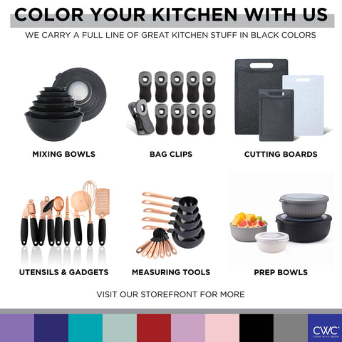 COOK WITH COLOR product on kitchen table styled with fried food showing practical everyday use benefit