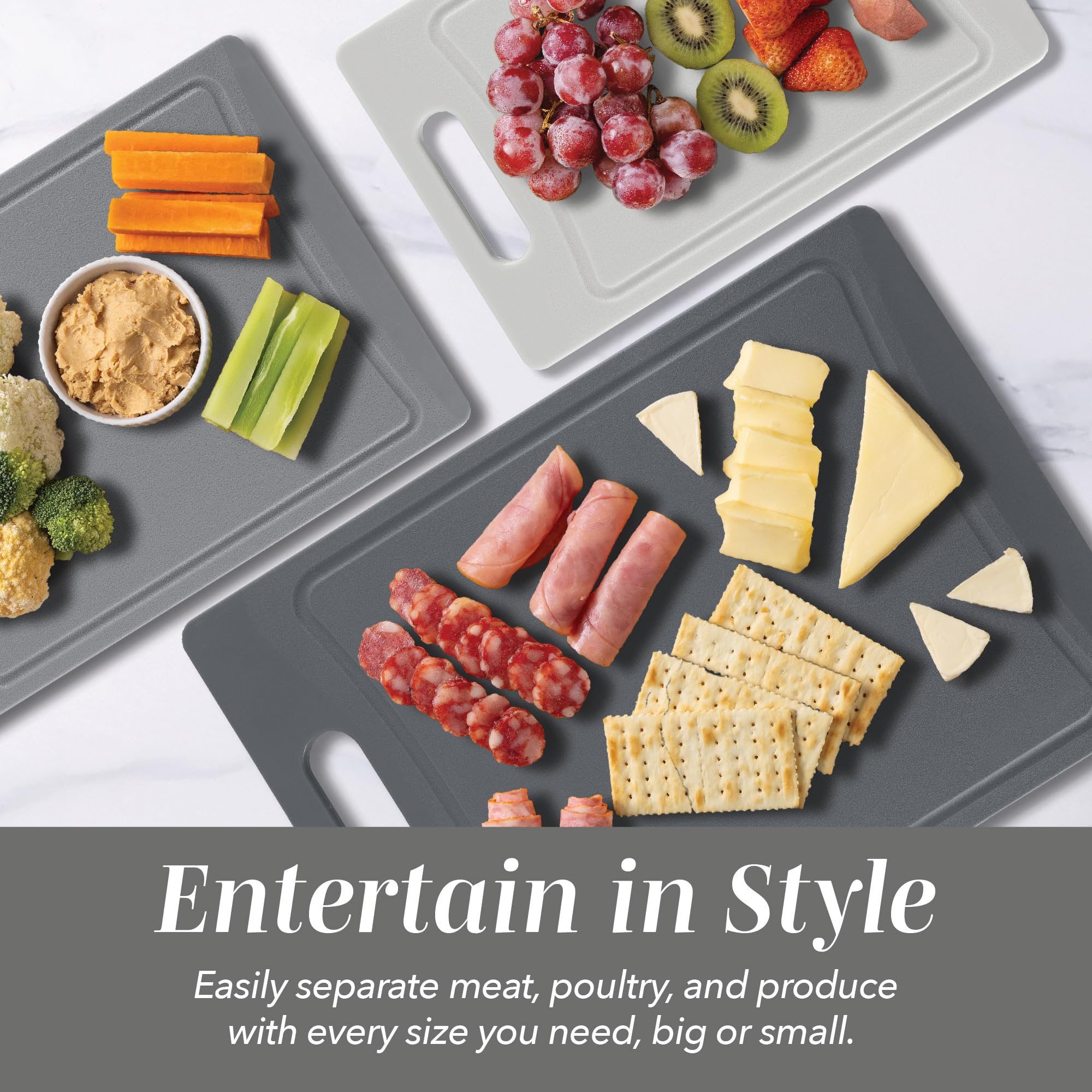 COOK WITH COLOR board in use chopping vegetables illustrating stable surface and control