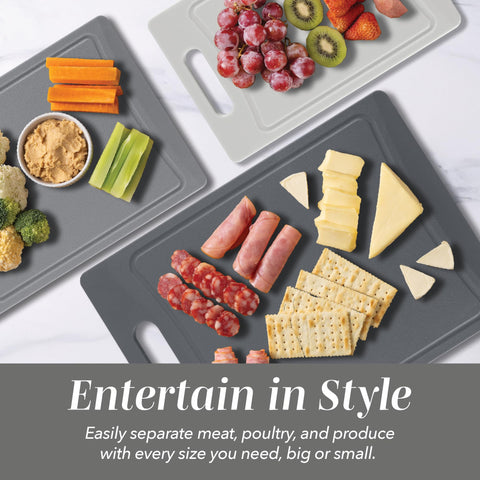 COOK WITH COLOR board in use chopping vegetables illustrating stable surface and control