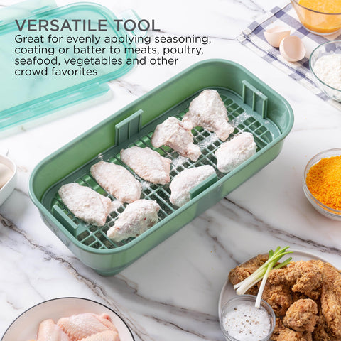 COOK WITH COLOR bowl in use coating chicken for even, mess-free breading