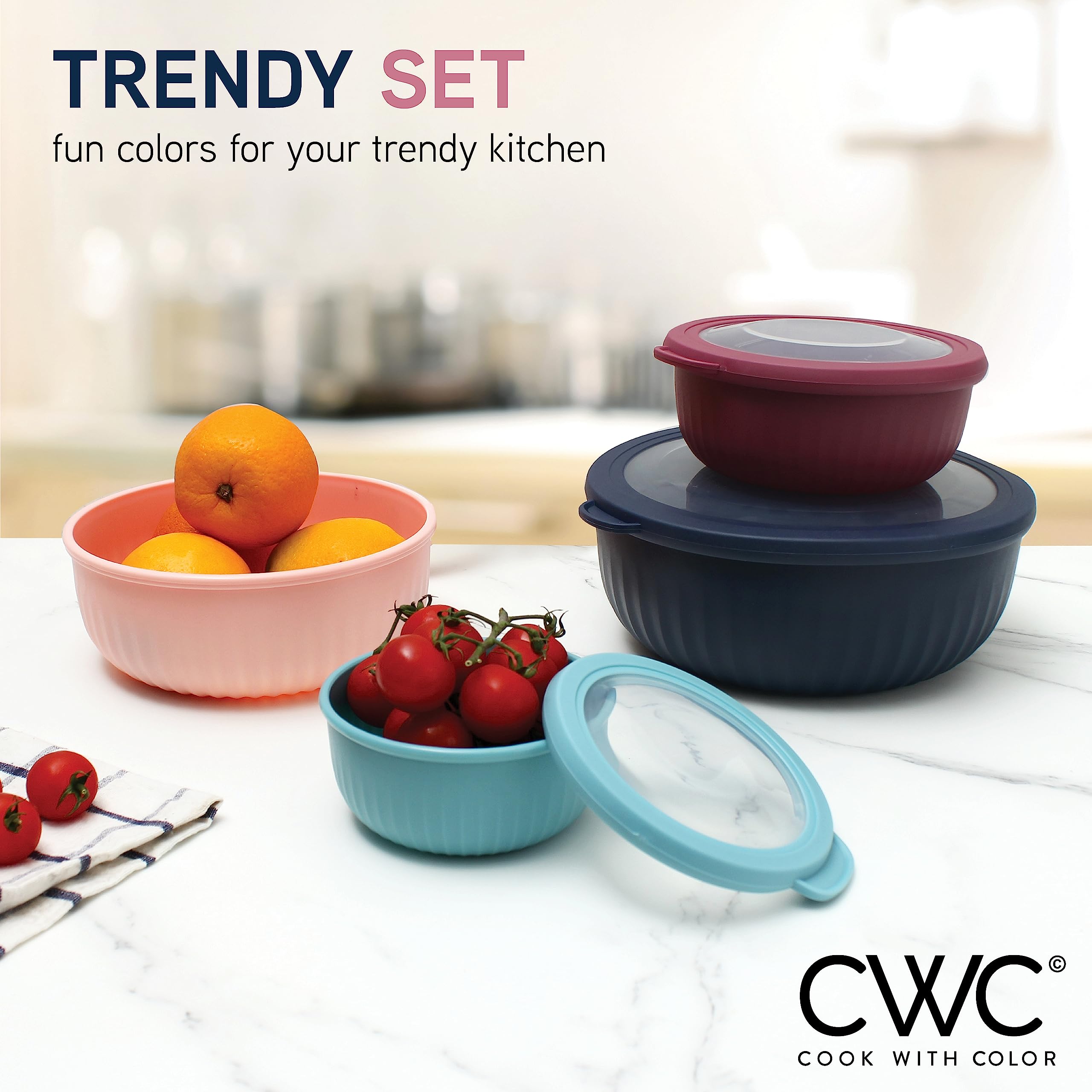 COOK WITH COLOR close-up of navy ombre plastic finish highlighting durable texture and stylish color