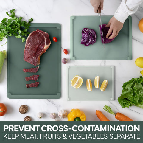 COOK WITH COLOR stacked boards showing three sizes for task flexibility