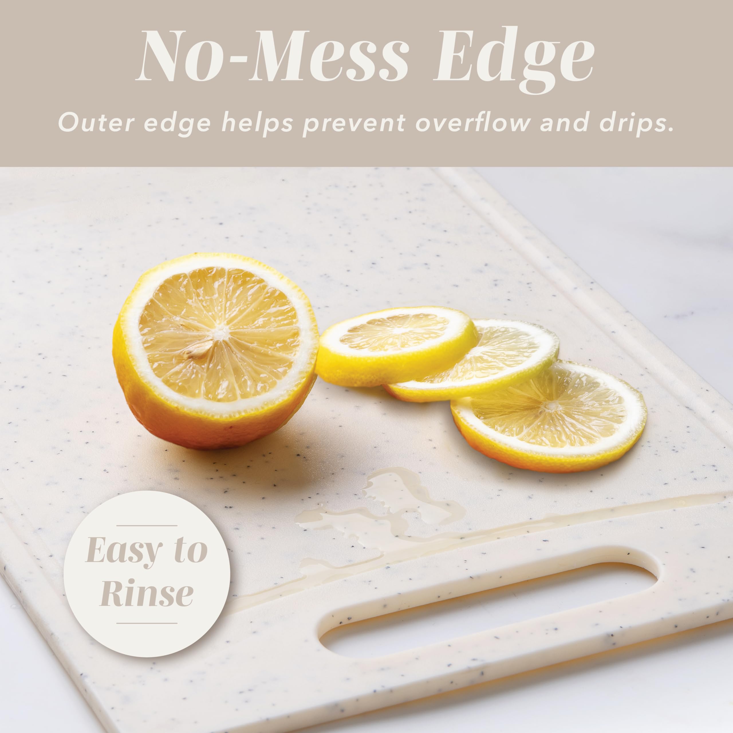 COOK WITH COLOR handle detail highlighting easy-grip carry and hanging convenience