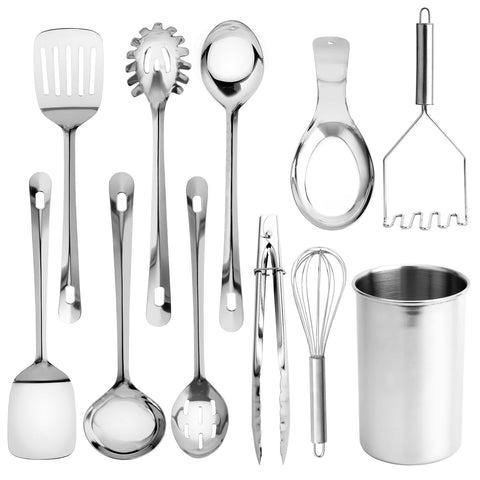 COOK WITH COLOR front view with holder showing organized utensils and polished finish