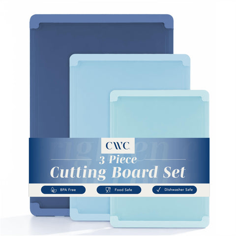 COOK WITH COLOR front packaging showing three blue cutting boards and brand for clear choice
