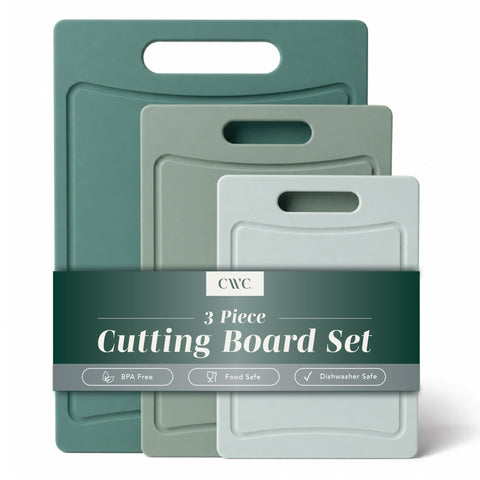 COOK WITH COLOR front view of mint cutting board set showing three sizes and color