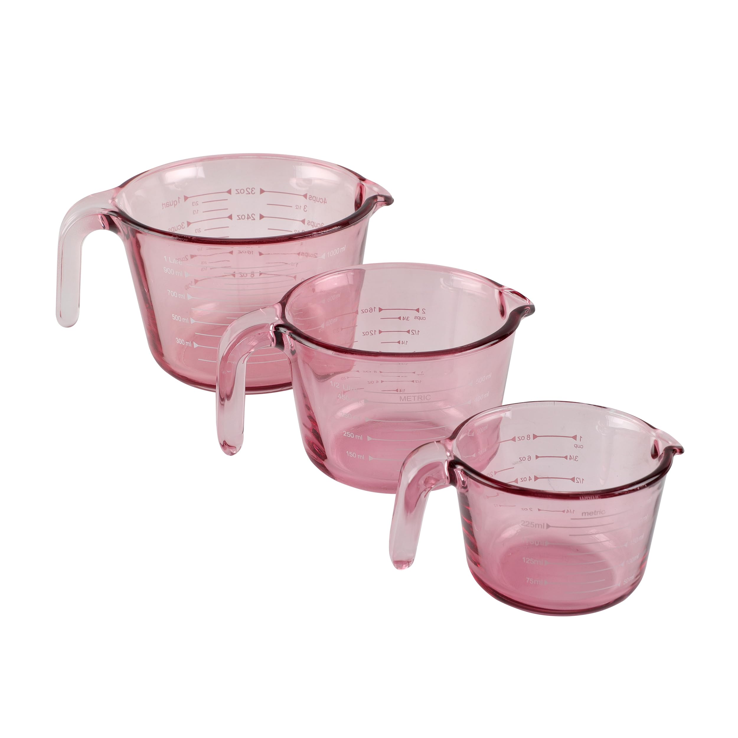 COOK WITH COLOR front view of purple glass measuring cups set, durable visible design