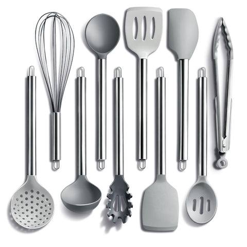 COOK WITH COLOR front packaging showing full 10-piece set and modern grey ombre finish for coordinated style