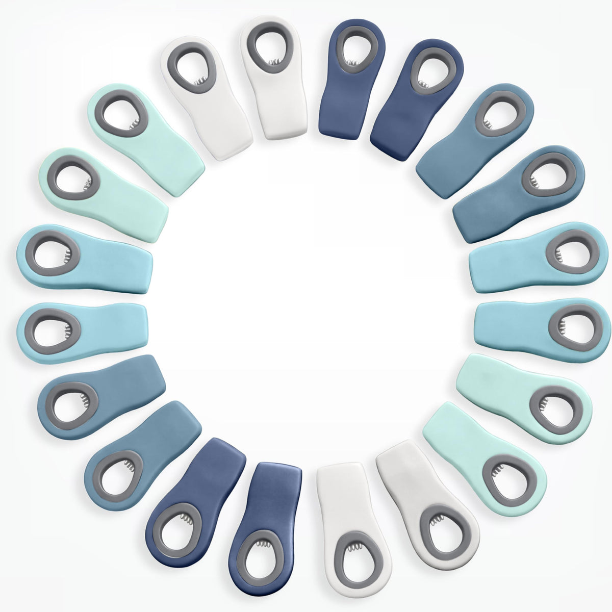 COOK WITH COLOR stacked blue ombre clips showing sizes and organized look