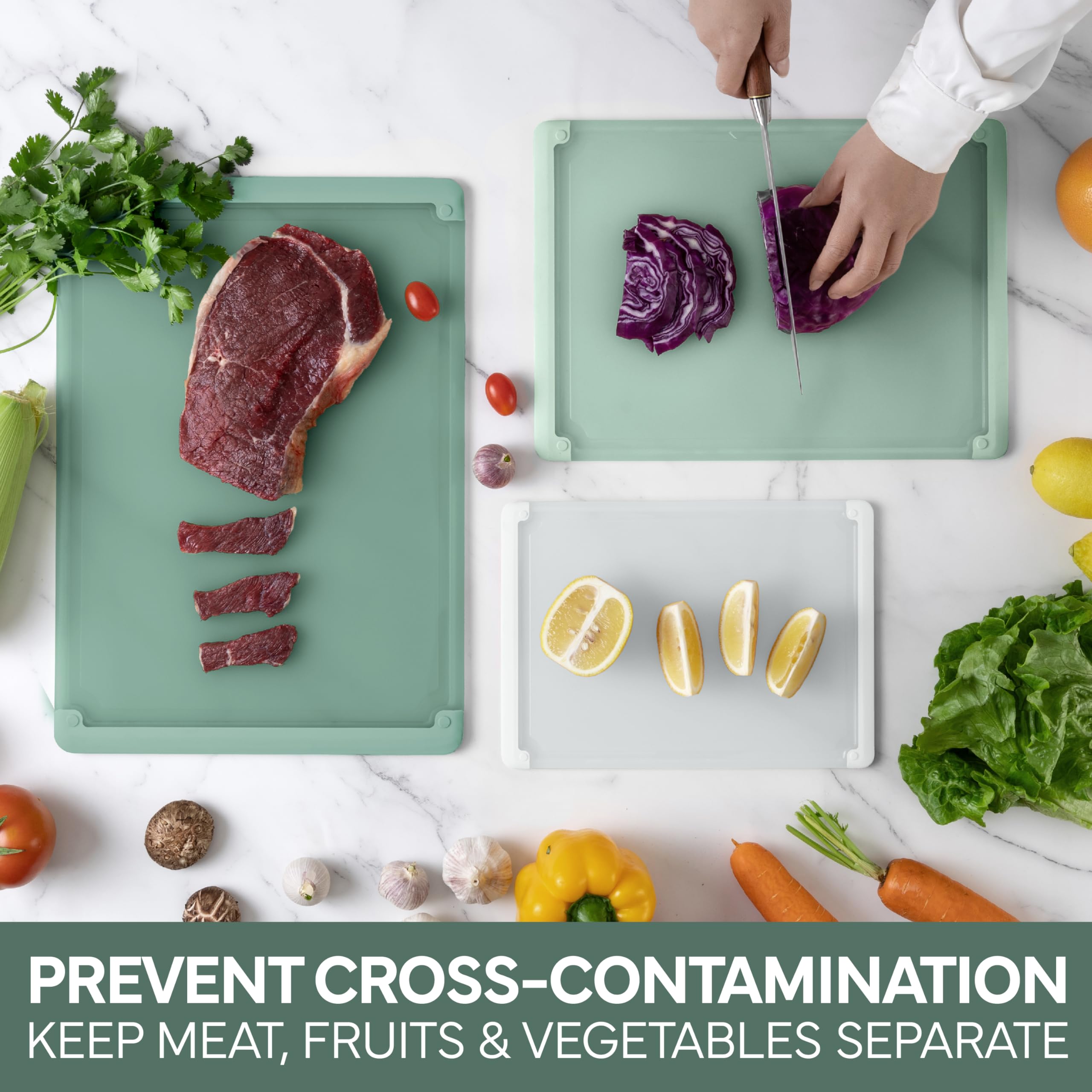 COOK WITH COLOR in-use chopping vegetables showing stable prep