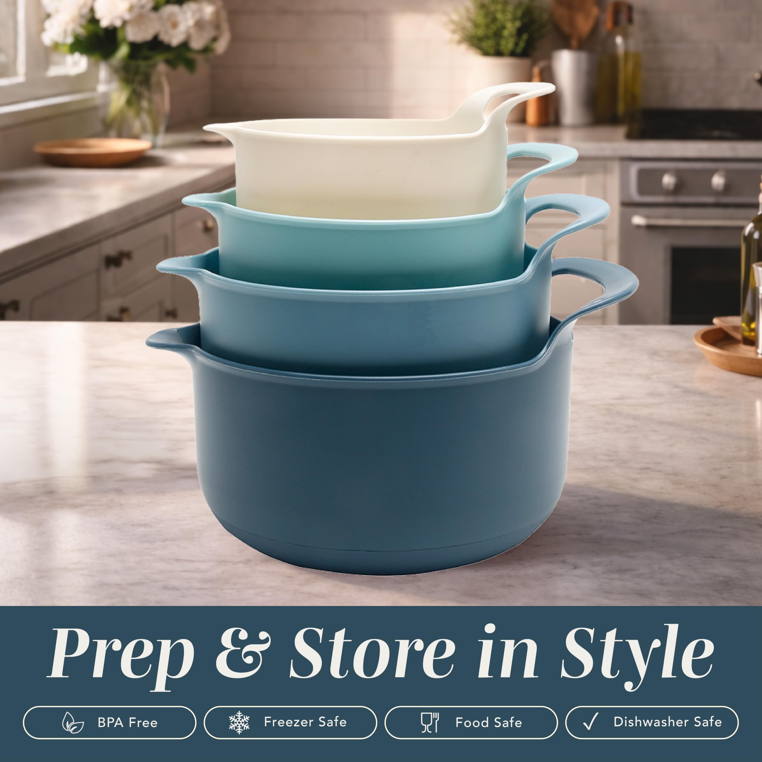 COOK WITH COLOR stacked bowls demonstrating nesting storage to save cabinet space