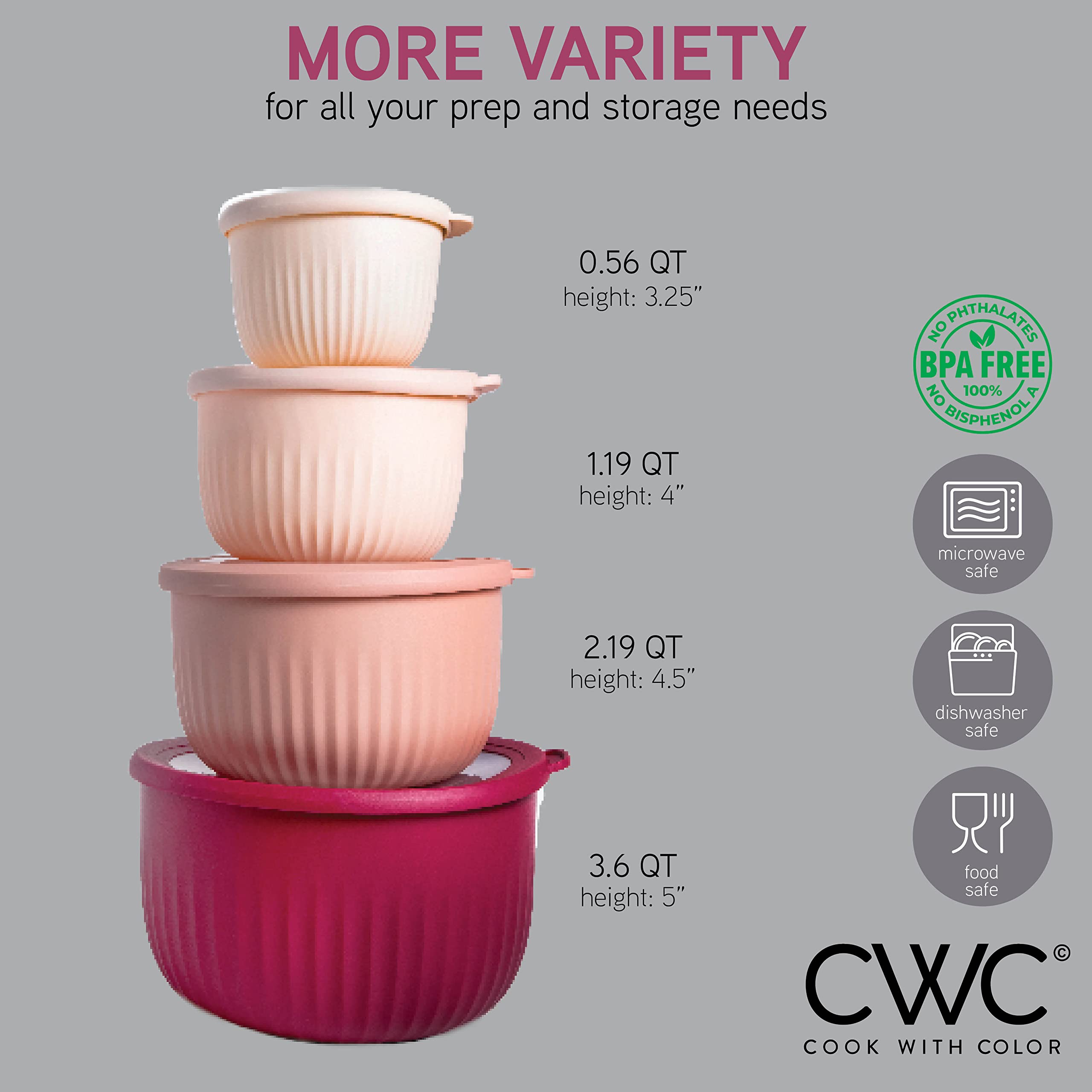 COOK WITH COLOR nested bowls stacked to save space, neat storage benefit