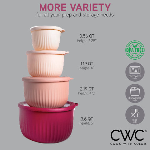 COOK WITH COLOR nested bowls stacked to save space, neat storage benefit