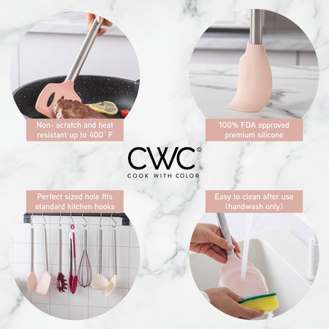 COOK WITH COLOR utensils beside common kitchen tools showing size and scale advantage